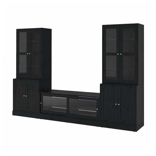IKEA HAVSTA TV storage combination/glass doors, black, 126 3/4x18 1/2x83 1/2 "