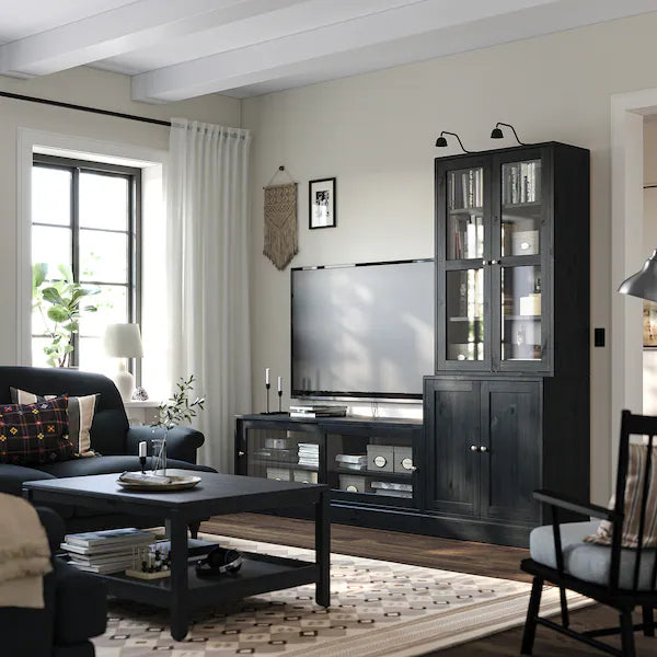 IKEA HAVSTA TV storage combination/glass doors, black, 94 7/8x18 1/2x83 1/2 "
