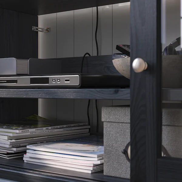IKEA HAVSTA TV storage combination/glass doors, black, 126 3/4x18 1/2x83 1/2 "