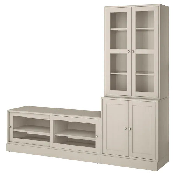 IKEA HAVSTA TV storage combination/glass doors, gray-beige, 94 7/8x18 1/2x83 1/2 "