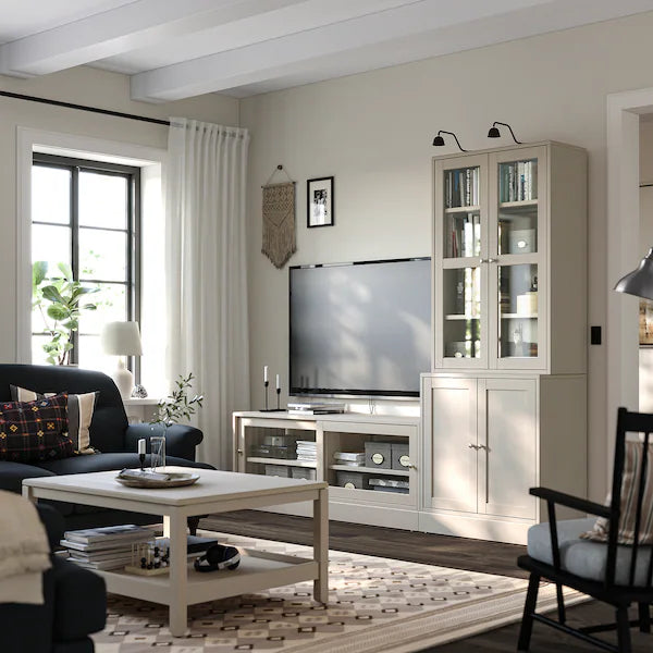 IKEA HAVSTA TV storage combination/glass doors, gray-beige, 94 7/8x18 1/2x83 1/2 "