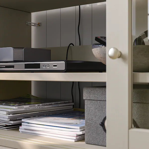 IKEA HAVSTA TV storage combination/glass doors, gray-beige, 94 7/8x18 1/2x83 1/2 "