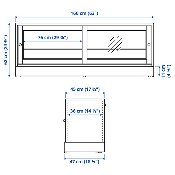 IKEA HAVSTA TV storage combination/glass doors, white, 94 7/8x18 1/2x83 1/2 "
