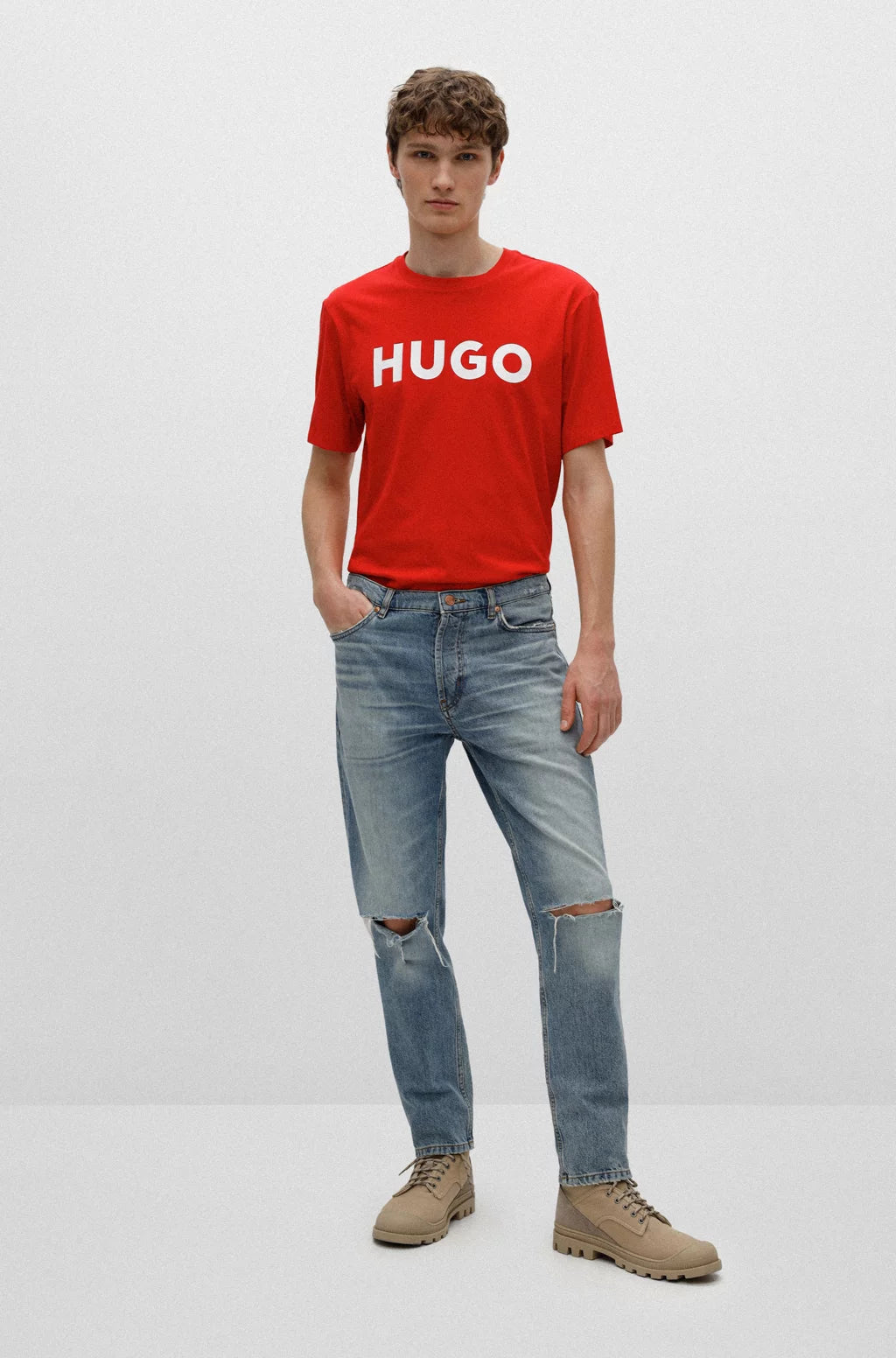 HUGO REGULAR-FIT T-SHIRT IN COTTON JERSEY WITH LOGO PRINT