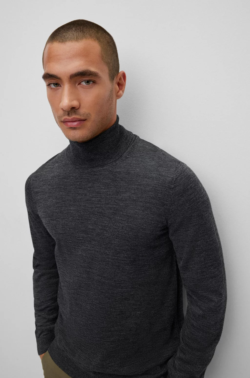 BOSS Regular-fit roll-neck sweater in mercerized virgin wool