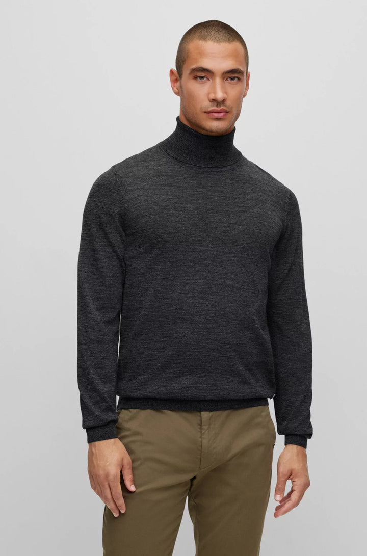 BOSS Regular-fit roll-neck sweater in mercerized virgin wool
