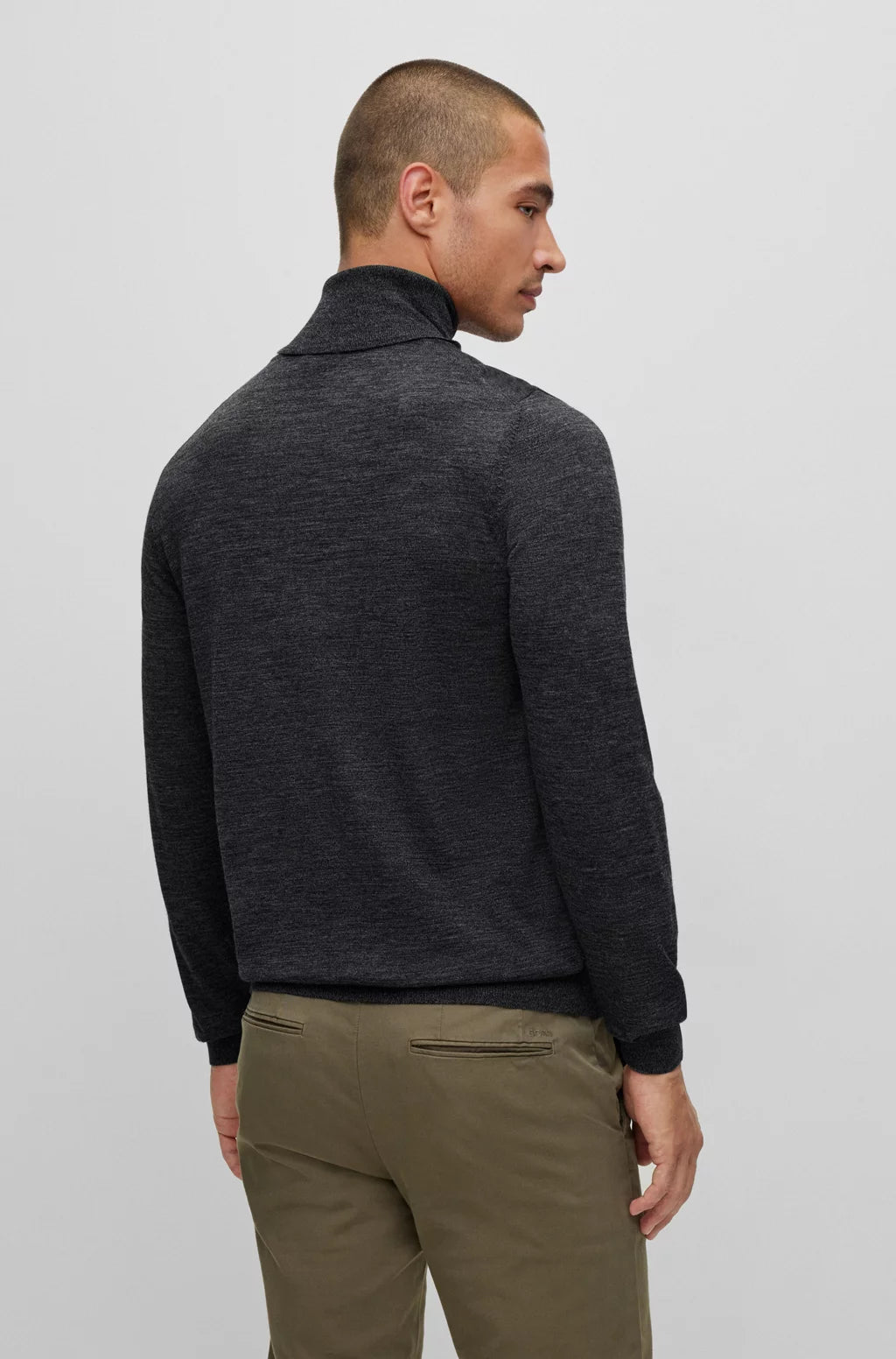 BOSS Regular-fit roll-neck sweater in mercerized virgin wool