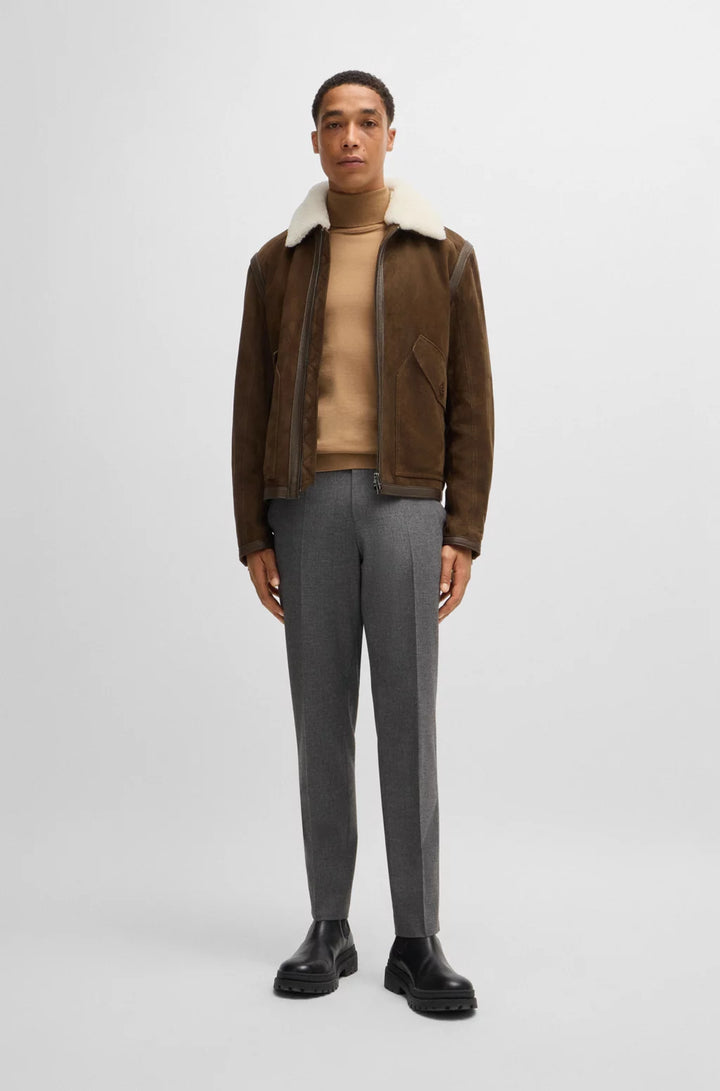 BOSS Regular-fit roll-neck sweater in mercerized virgin wool