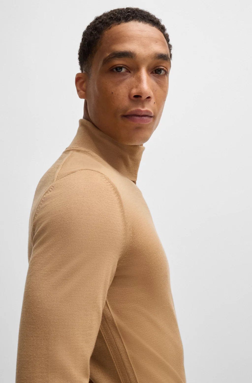 BOSS Regular-fit roll-neck sweater in mercerized virgin wool