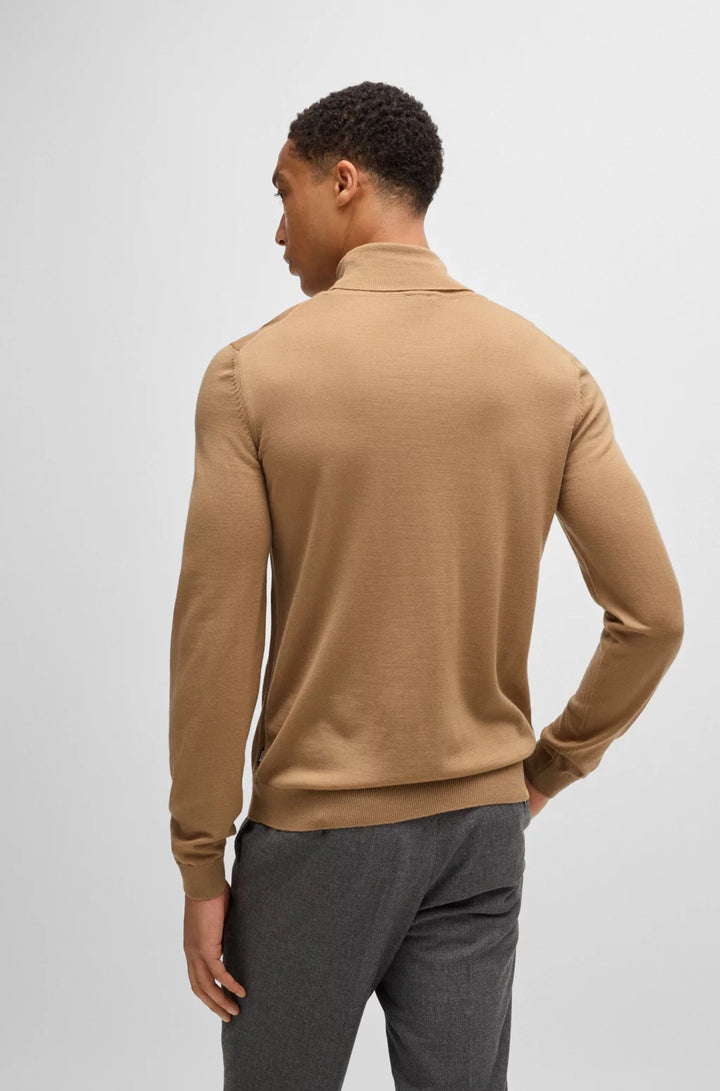 BOSS Regular-fit roll-neck sweater in mercerized virgin wool