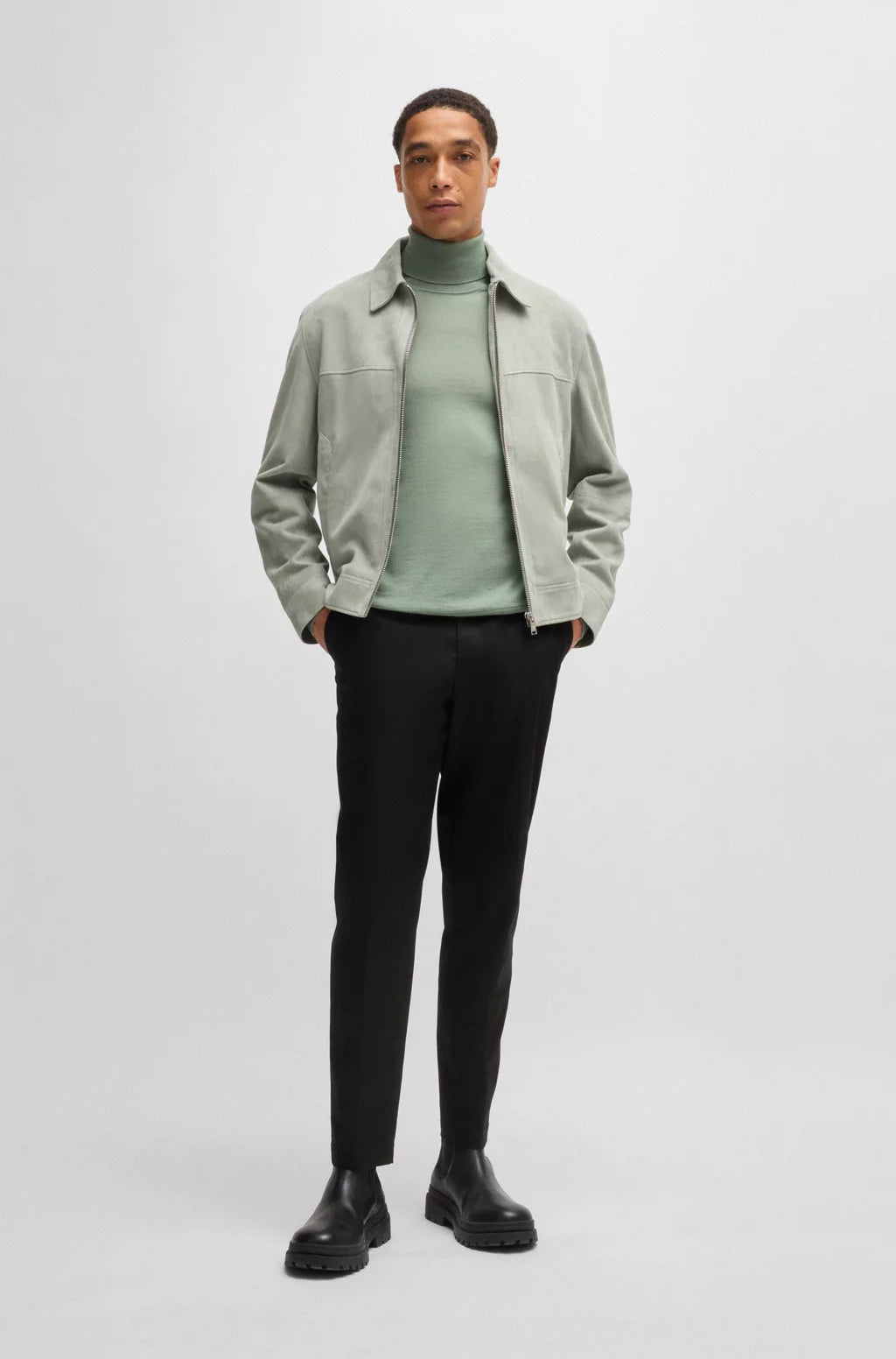 BOSS Regular-fit roll-neck sweater in mercerized virgin wool