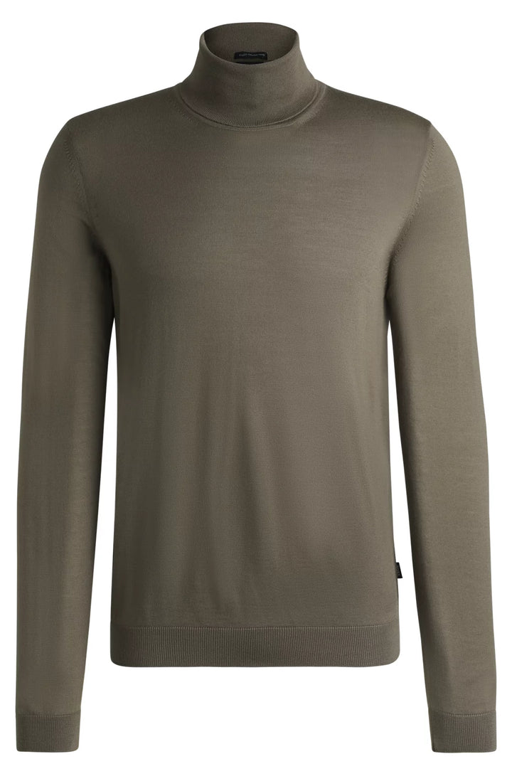 BOSS Regular-fit roll-neck sweater in mercerized virgin wool