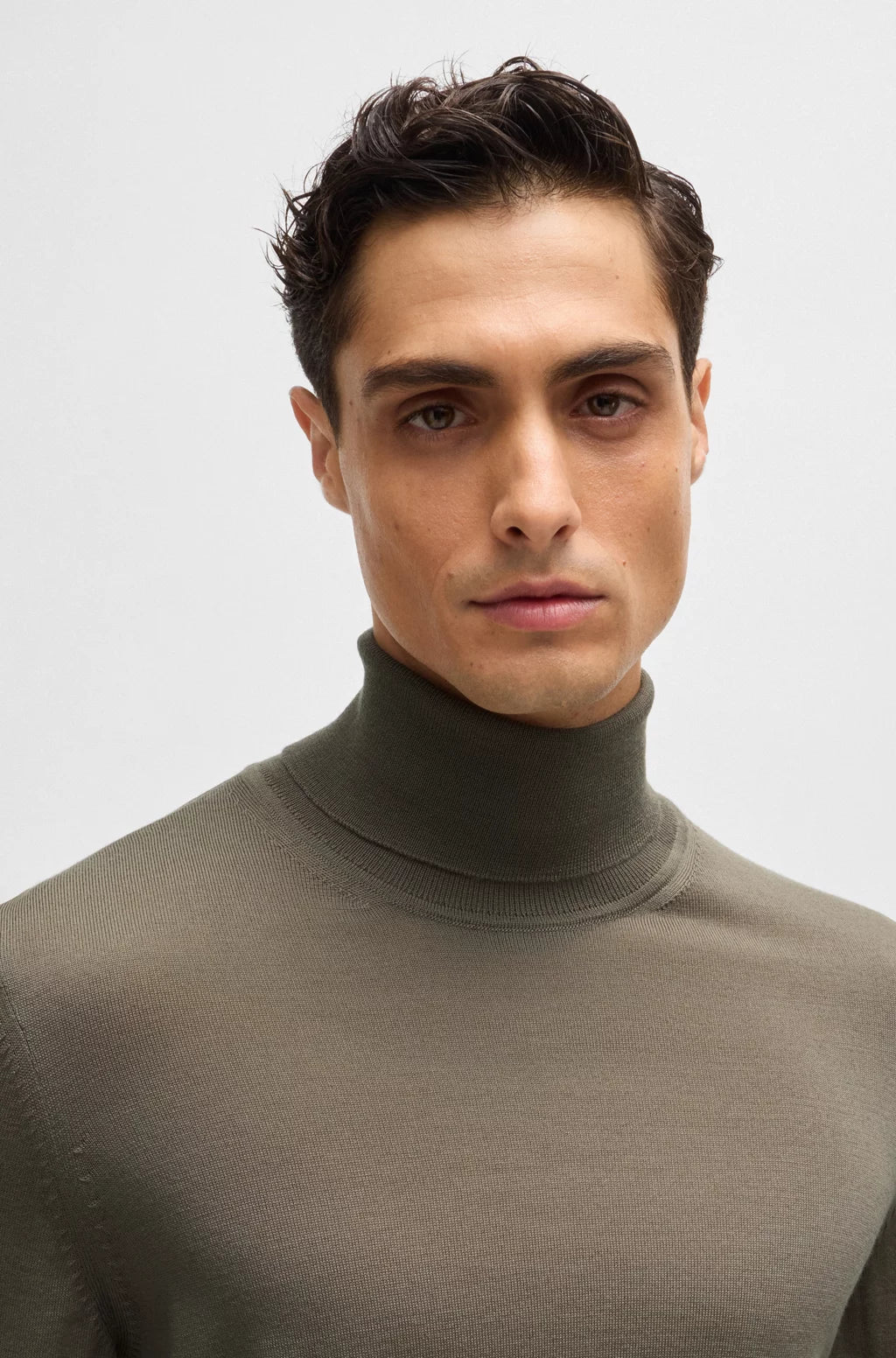 BOSS Regular-fit roll-neck sweater in mercerized virgin wool