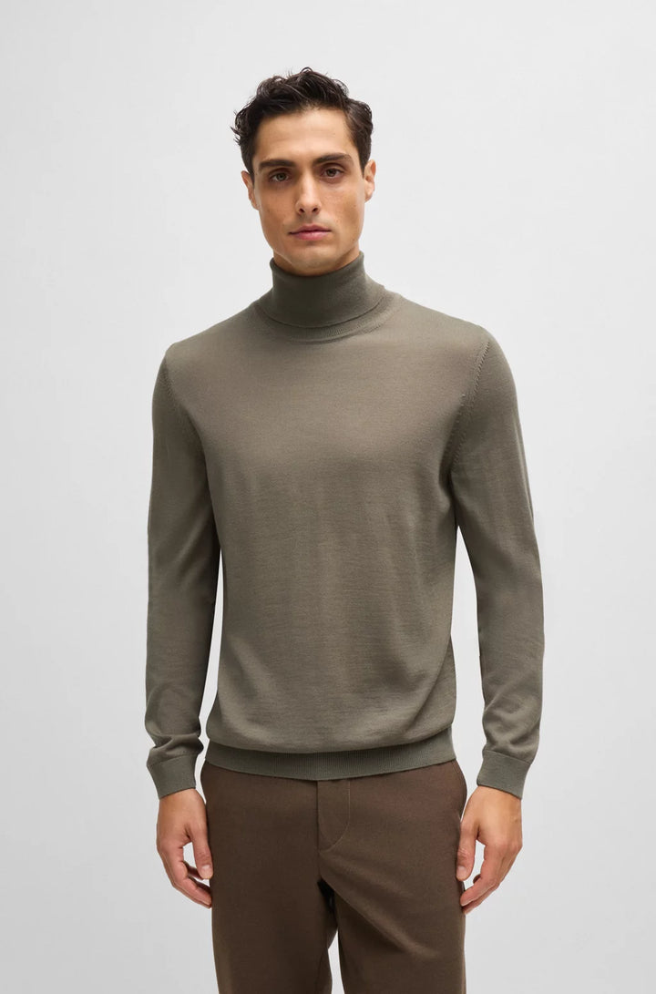 BOSS Regular-fit roll-neck sweater in mercerized virgin wool