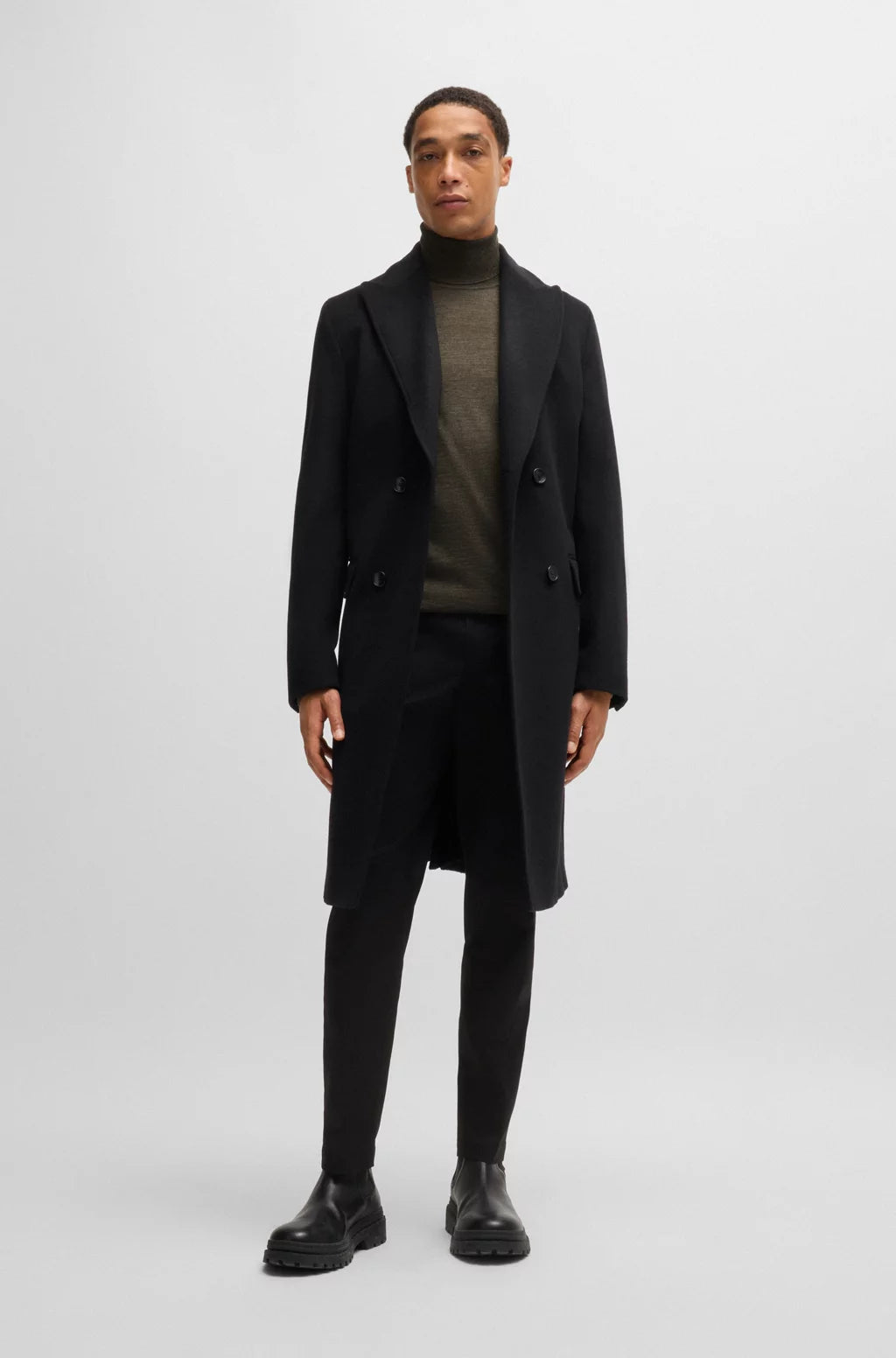 BOSS Regular-fit roll-neck sweater in mercerized virgin wool