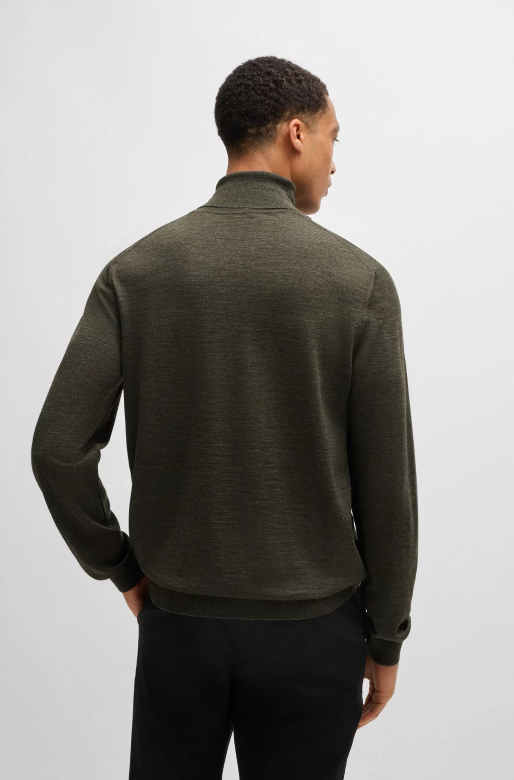 BOSS Regular-fit roll-neck sweater in mercerized virgin wool