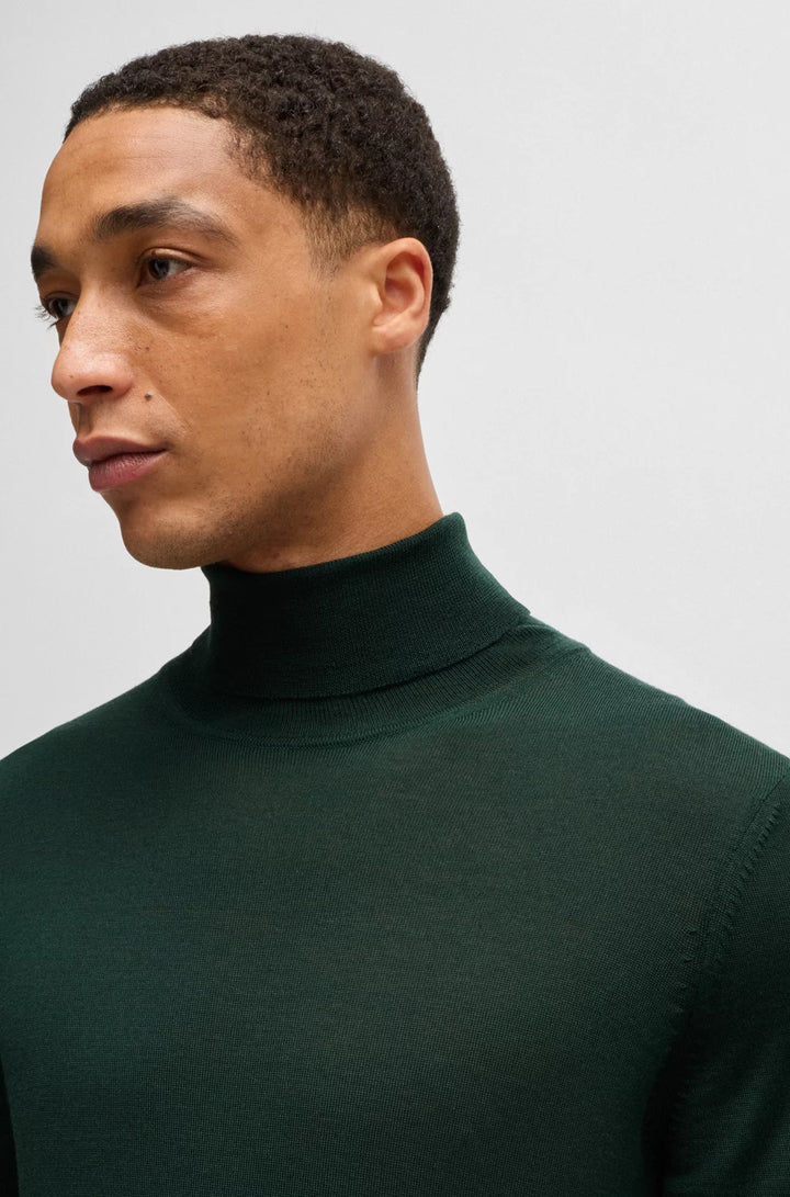 BOSS Regular-fit roll-neck sweater in mercerized virgin wool
