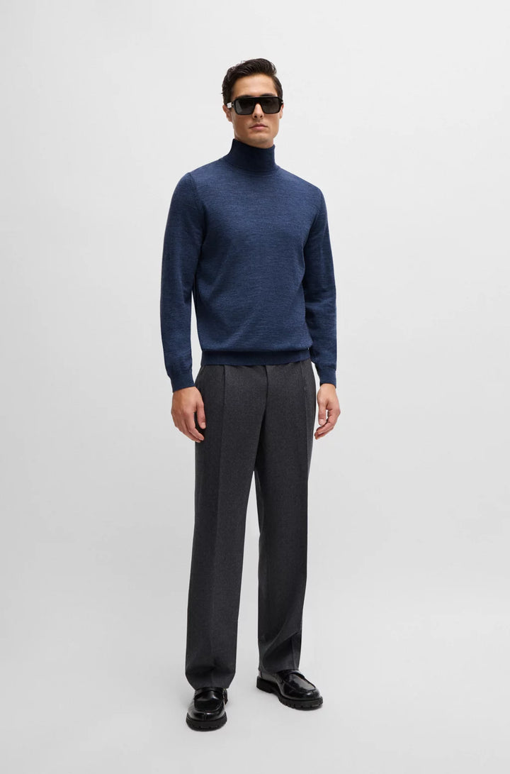 BOSS Regular-fit roll-neck sweater in mercerized virgin wool