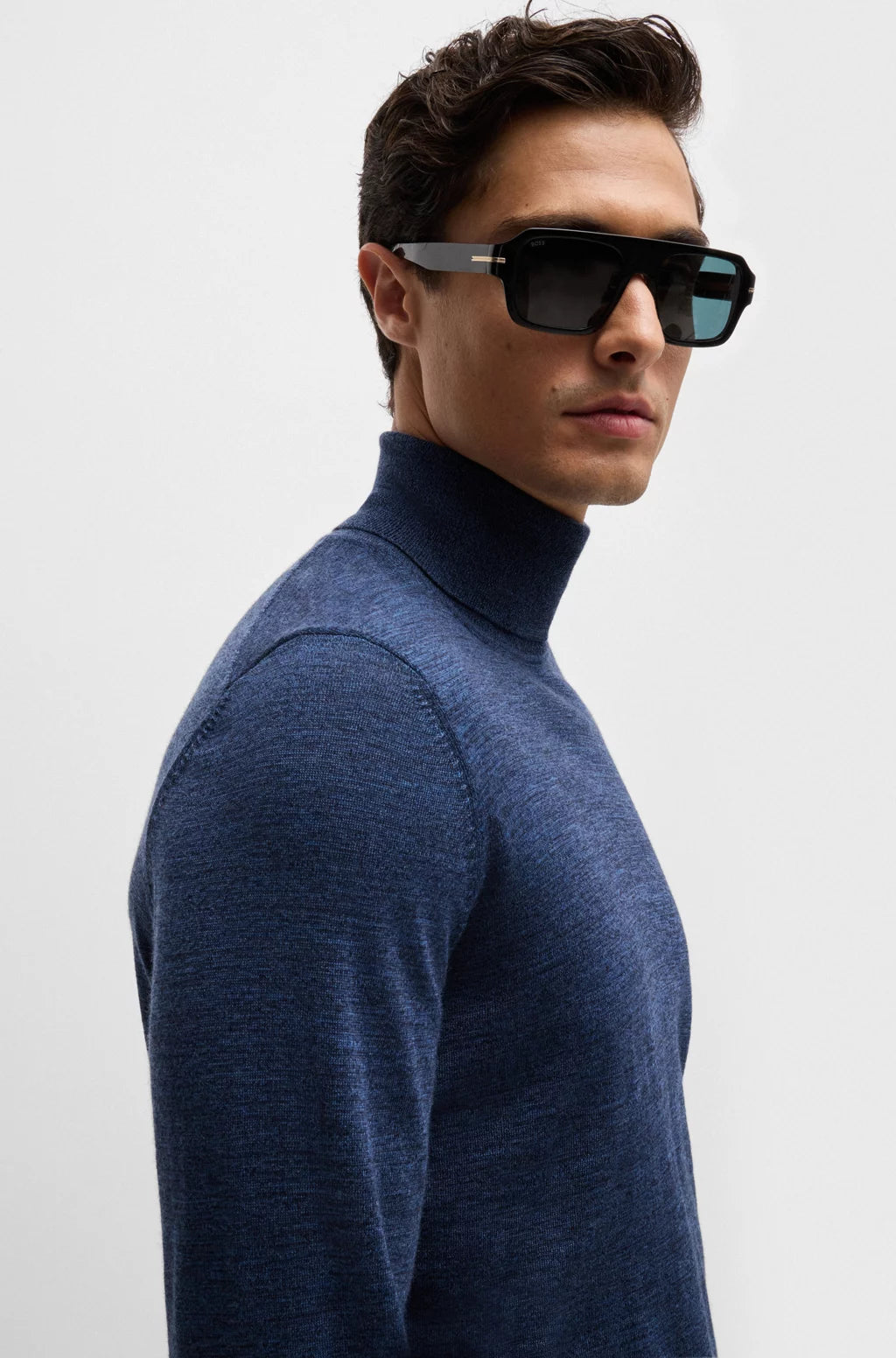 BOSS Regular-fit roll-neck sweater in mercerized virgin wool
