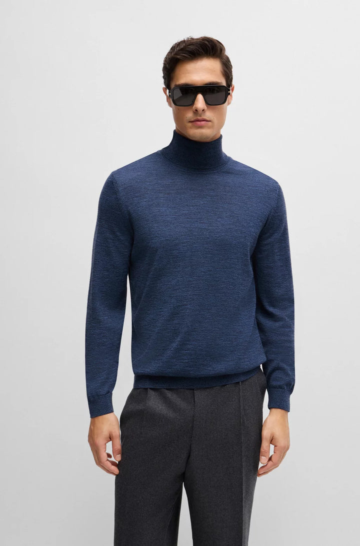 BOSS Regular-fit roll-neck sweater in mercerized virgin wool