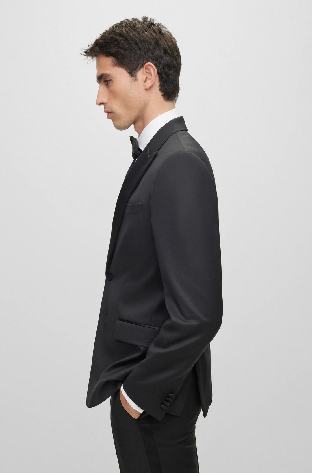 Boss Slim-fit tuxedo jacket in wool serge