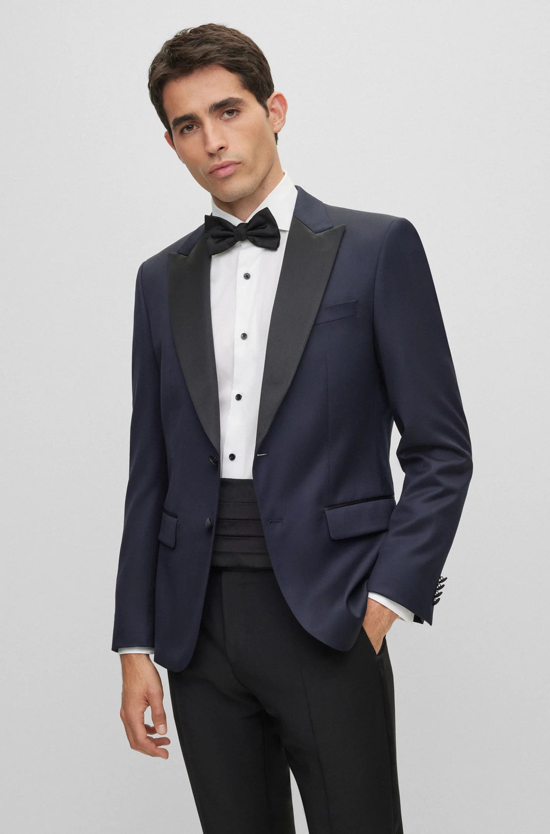 Boss Slim-fit tuxedo jacket in wool serge