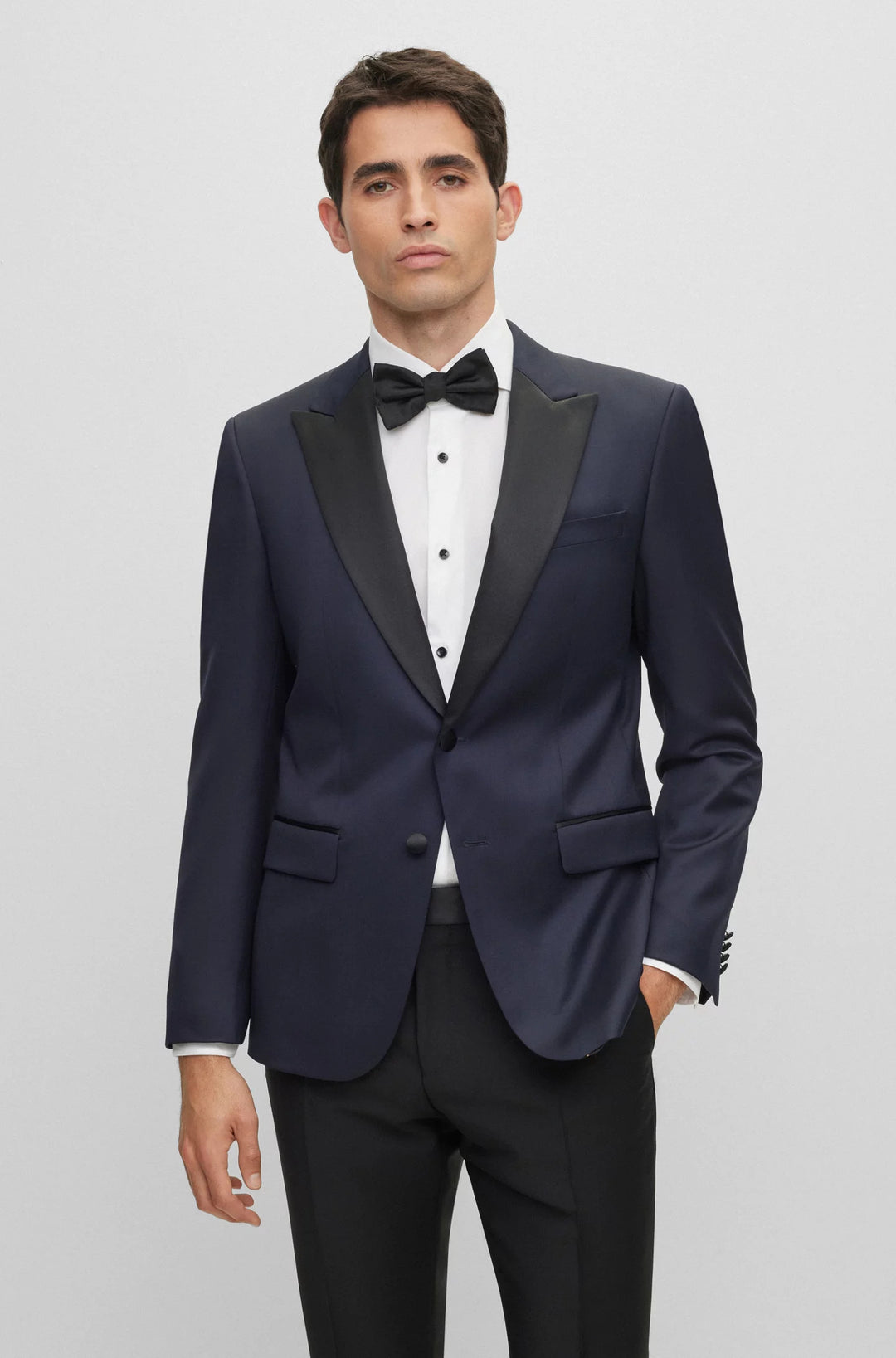 Boss Slim-fit tuxedo jacket in wool serge