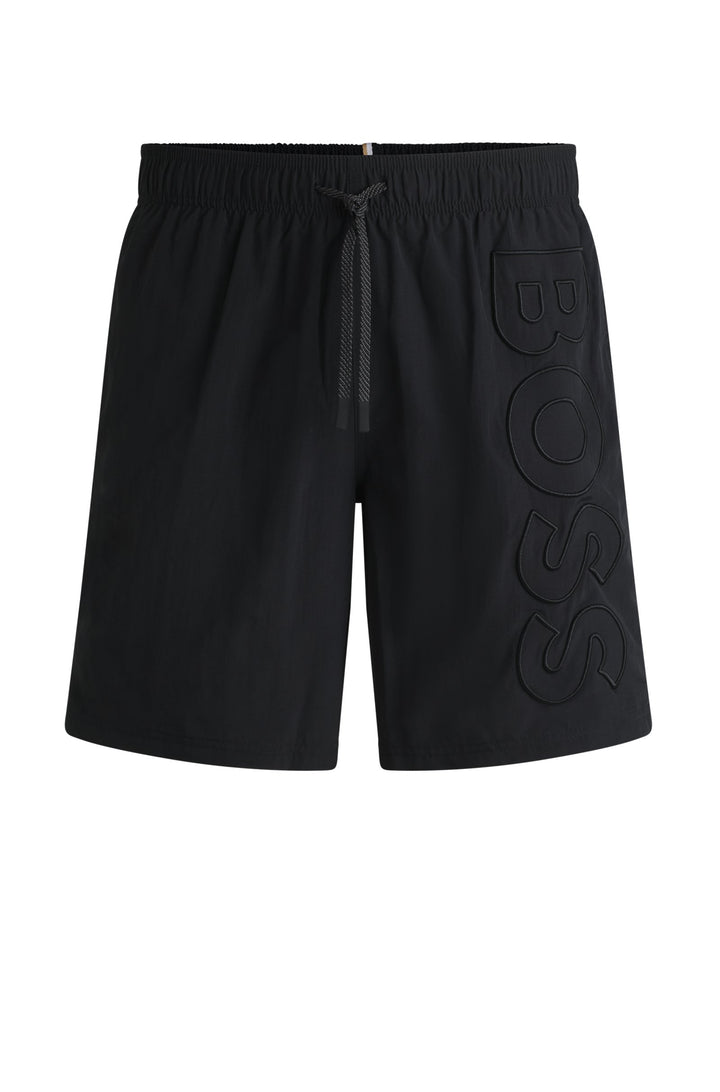 Boss Fully lined swim shorts with 3D logo embroidery