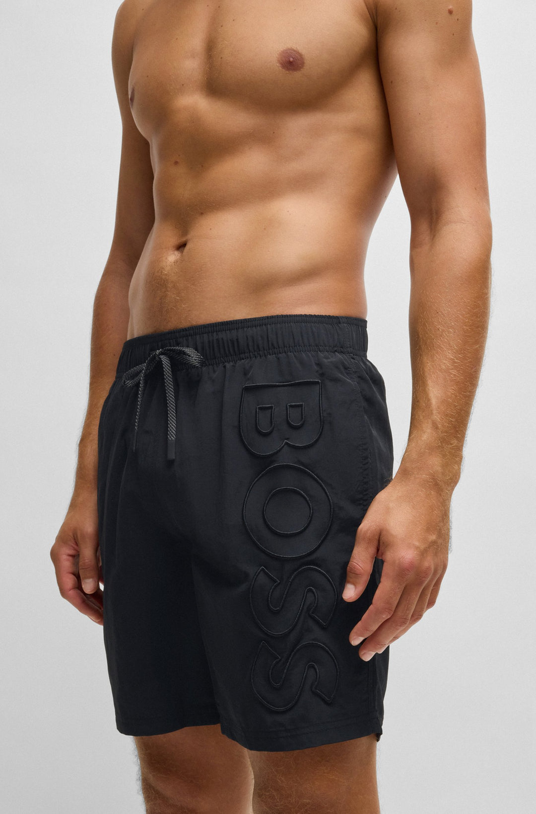 Boss Fully lined swim shorts with 3D logo embroidery
