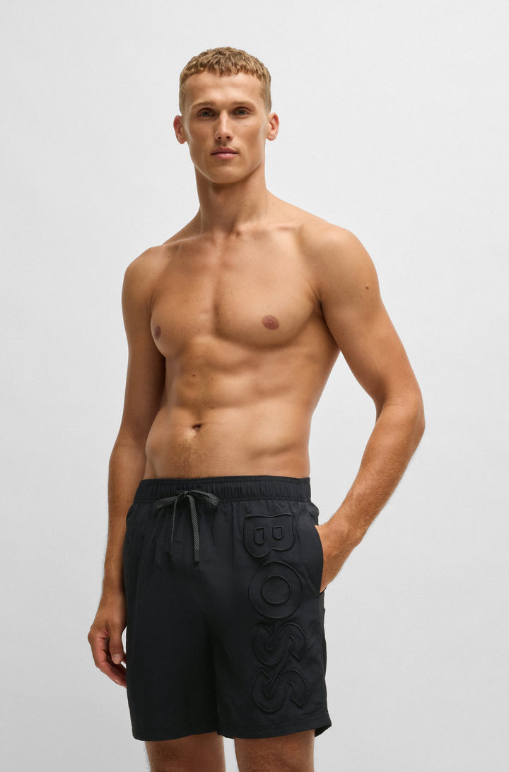 Boss Fully lined swim shorts with 3D logo embroidery