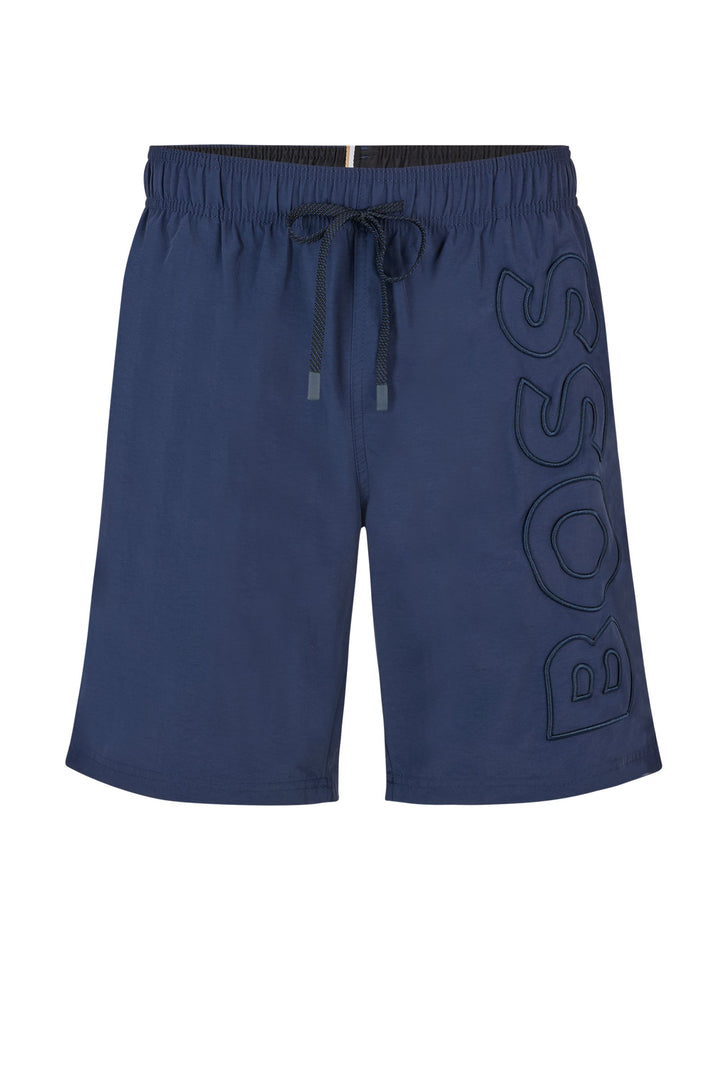 Boss Fully lined swim shorts with 3D logo embroidery