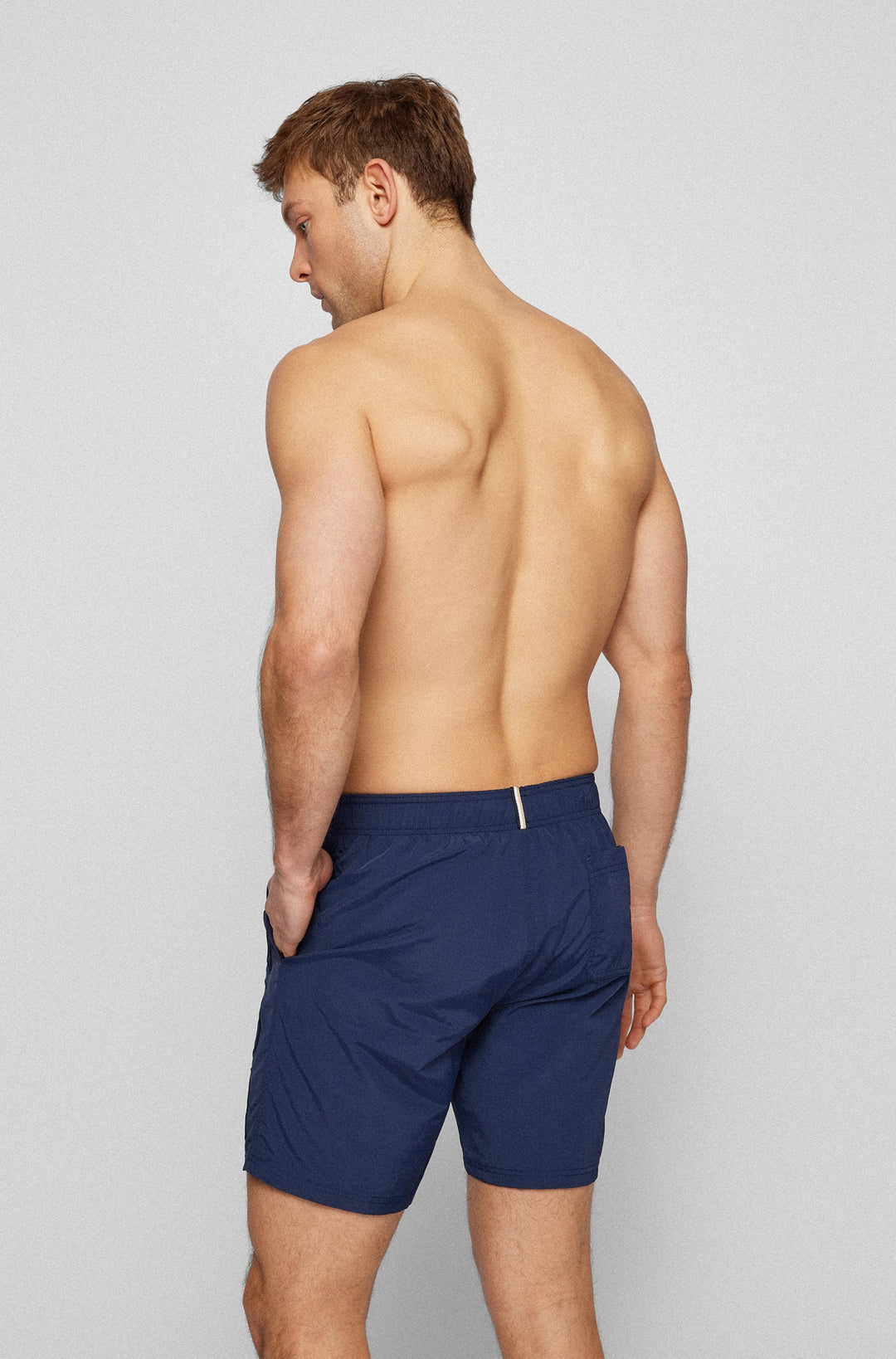 Boss Fully lined swim shorts with 3D logo embroidery