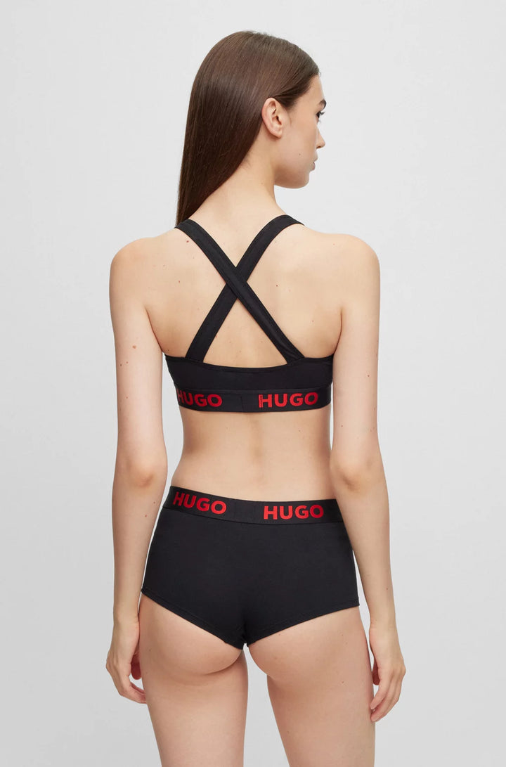 HUGO Stretch-cotton cross-back sports bra with logo band