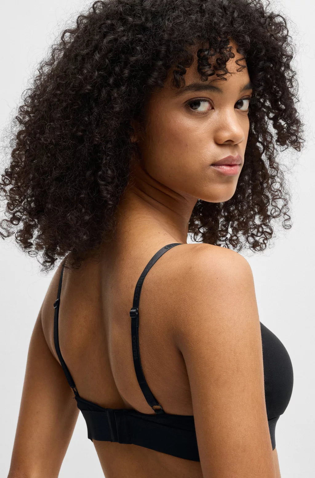 HUGO Stretch-cotton triangle bra with red logo label