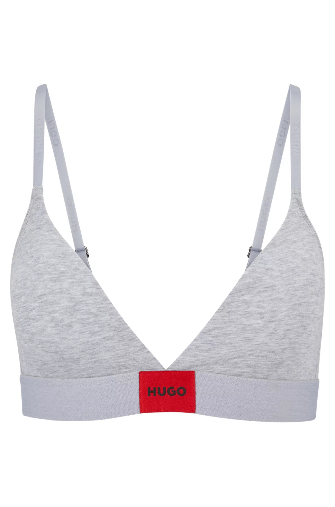 HUGO Stretch-cotton triangle bra with red logo label