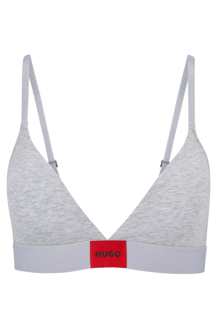 HUGO Stretch-cotton triangle bra with red logo label