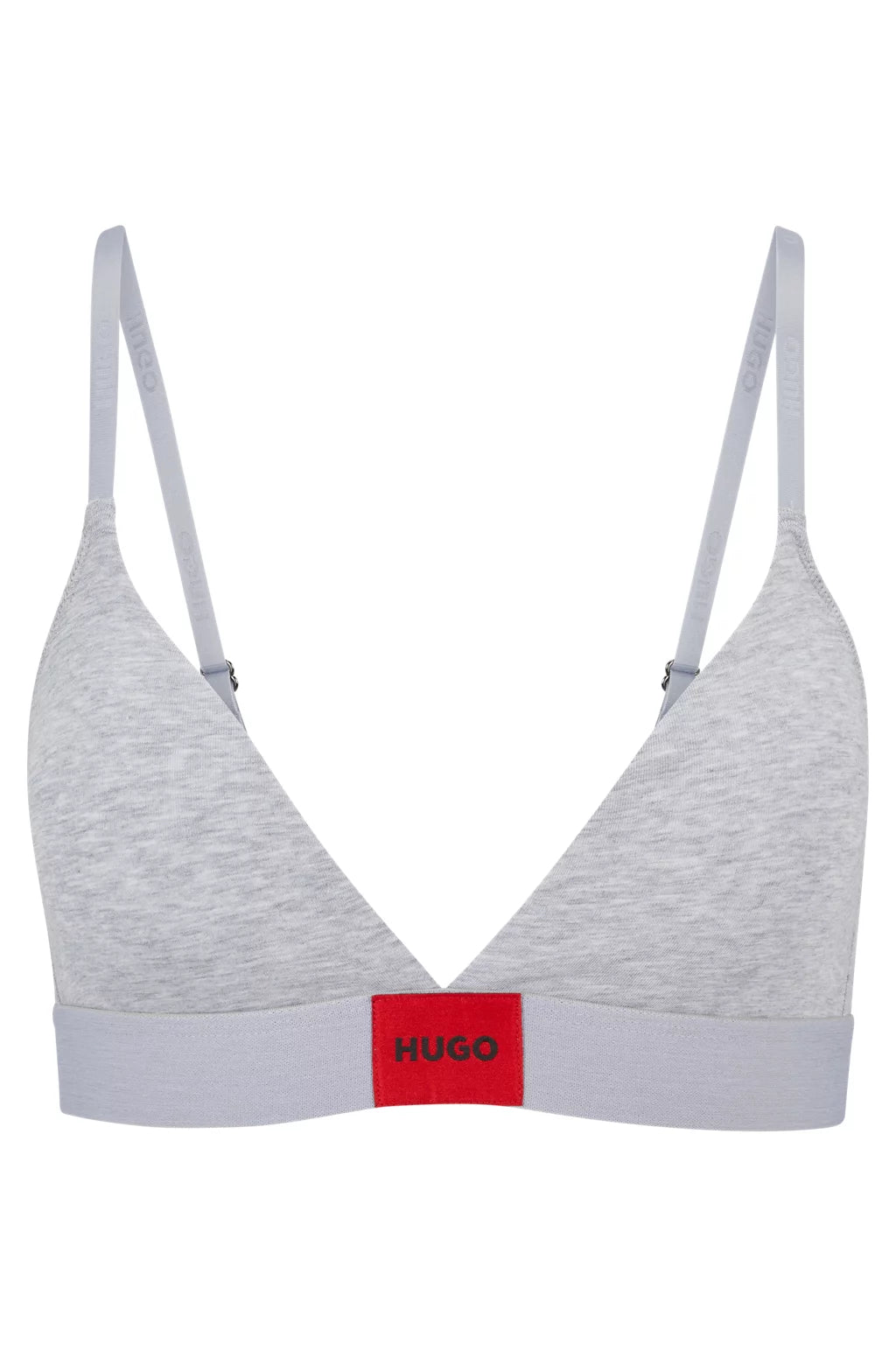 HUGO Stretch-cotton triangle bra with red logo label
