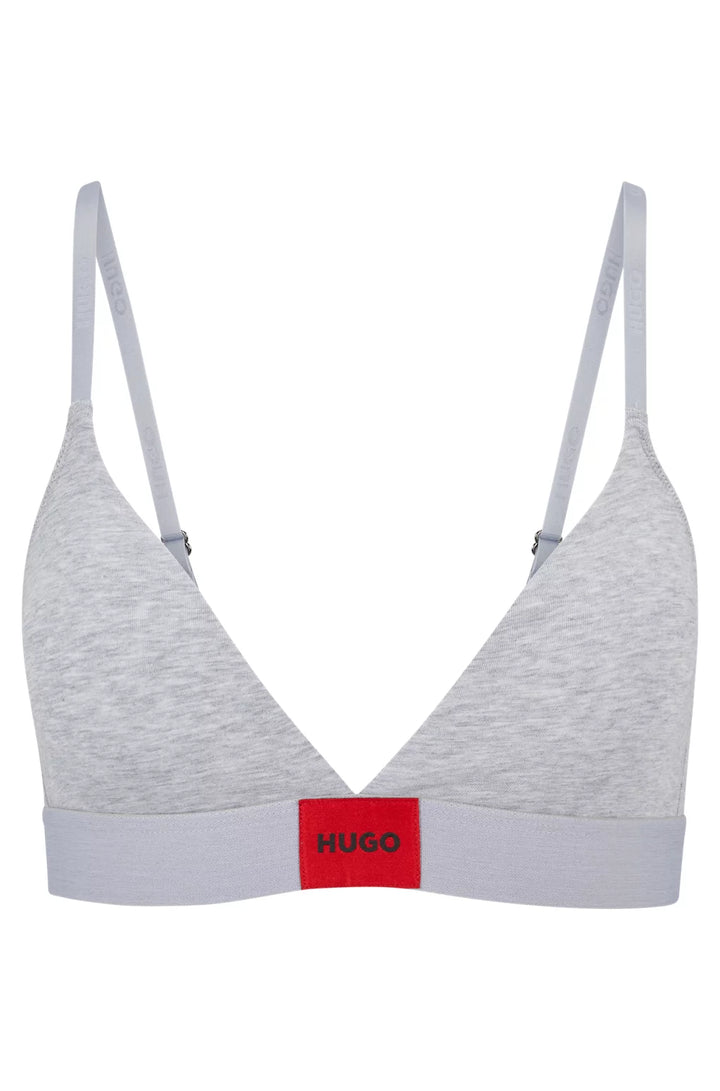 HUGO Stretch-cotton triangle bra with red logo label