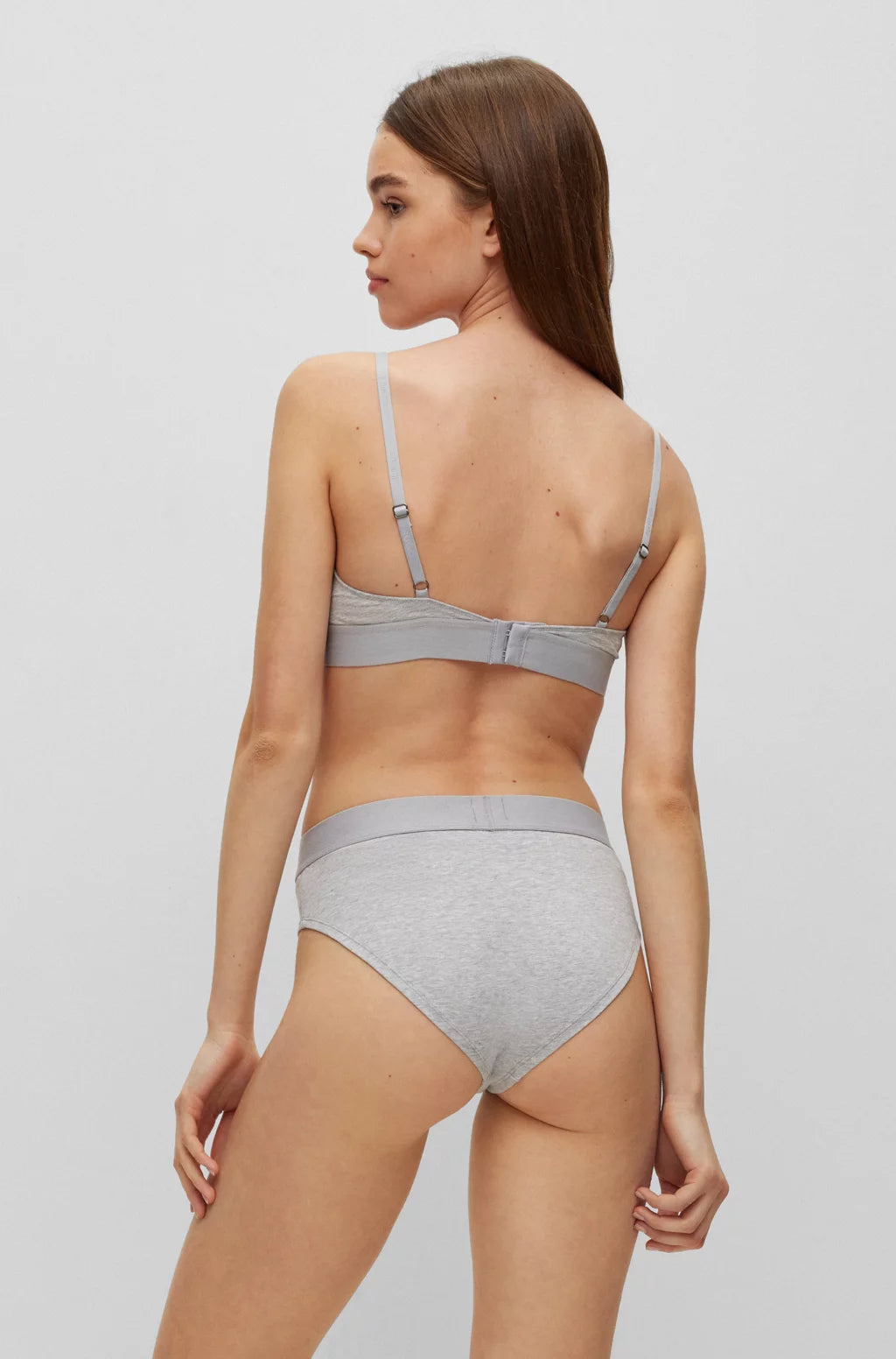 HUGO Stretch-cotton triangle bra with red logo label