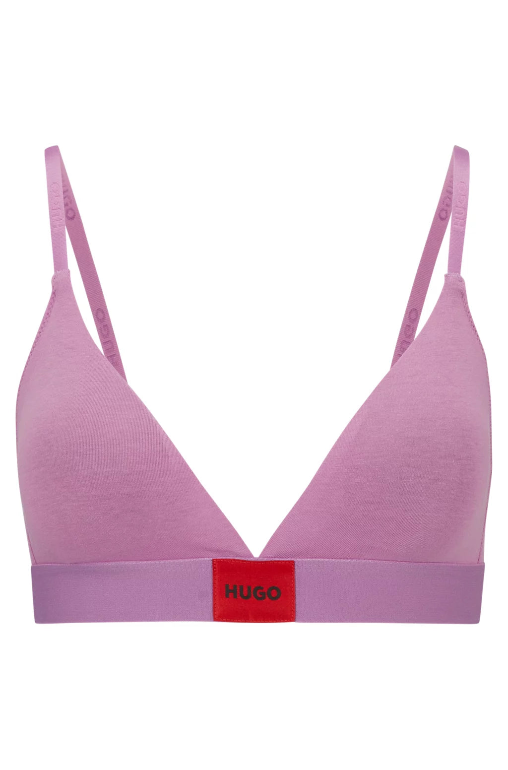 HUGO Stretch-cotton triangle bra with red logo label