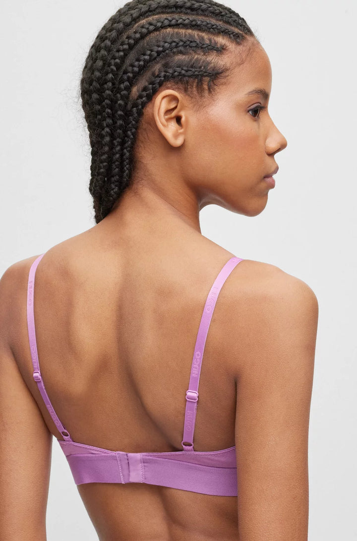 HUGO Stretch-cotton triangle bra with red logo label