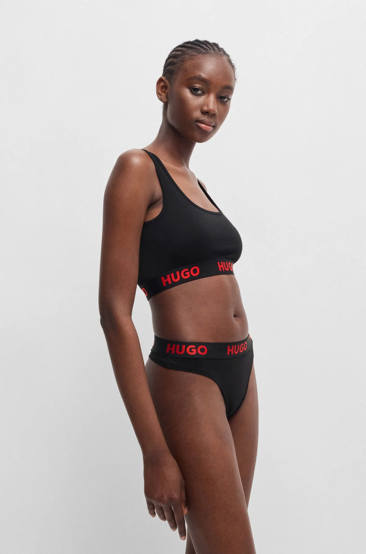 HUGO Stretch-cotton thong with logo waistband