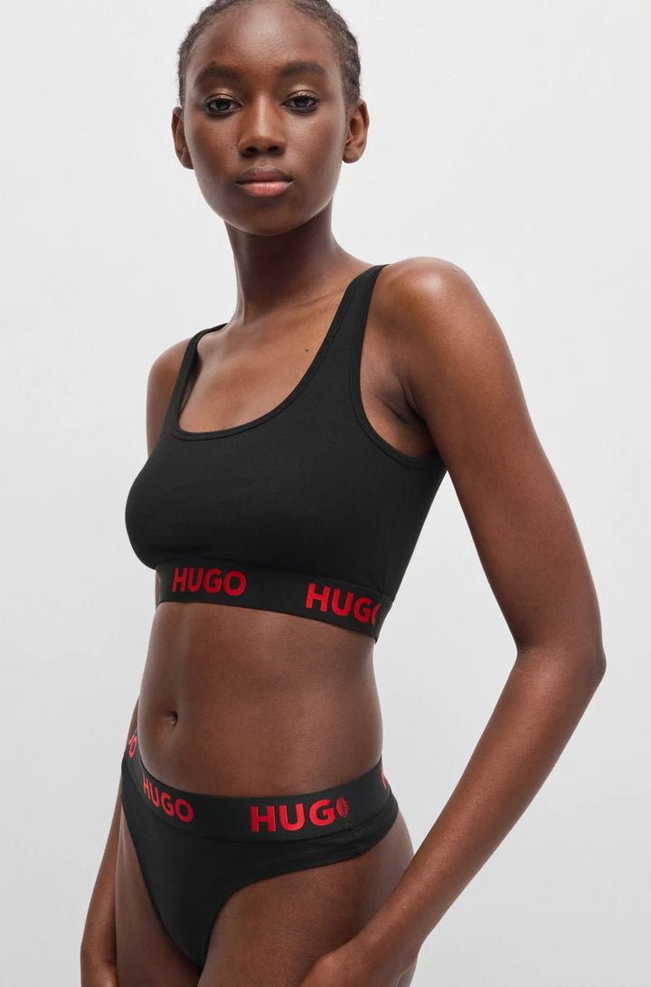 HUGO Stretch-cotton thong with logo waistband