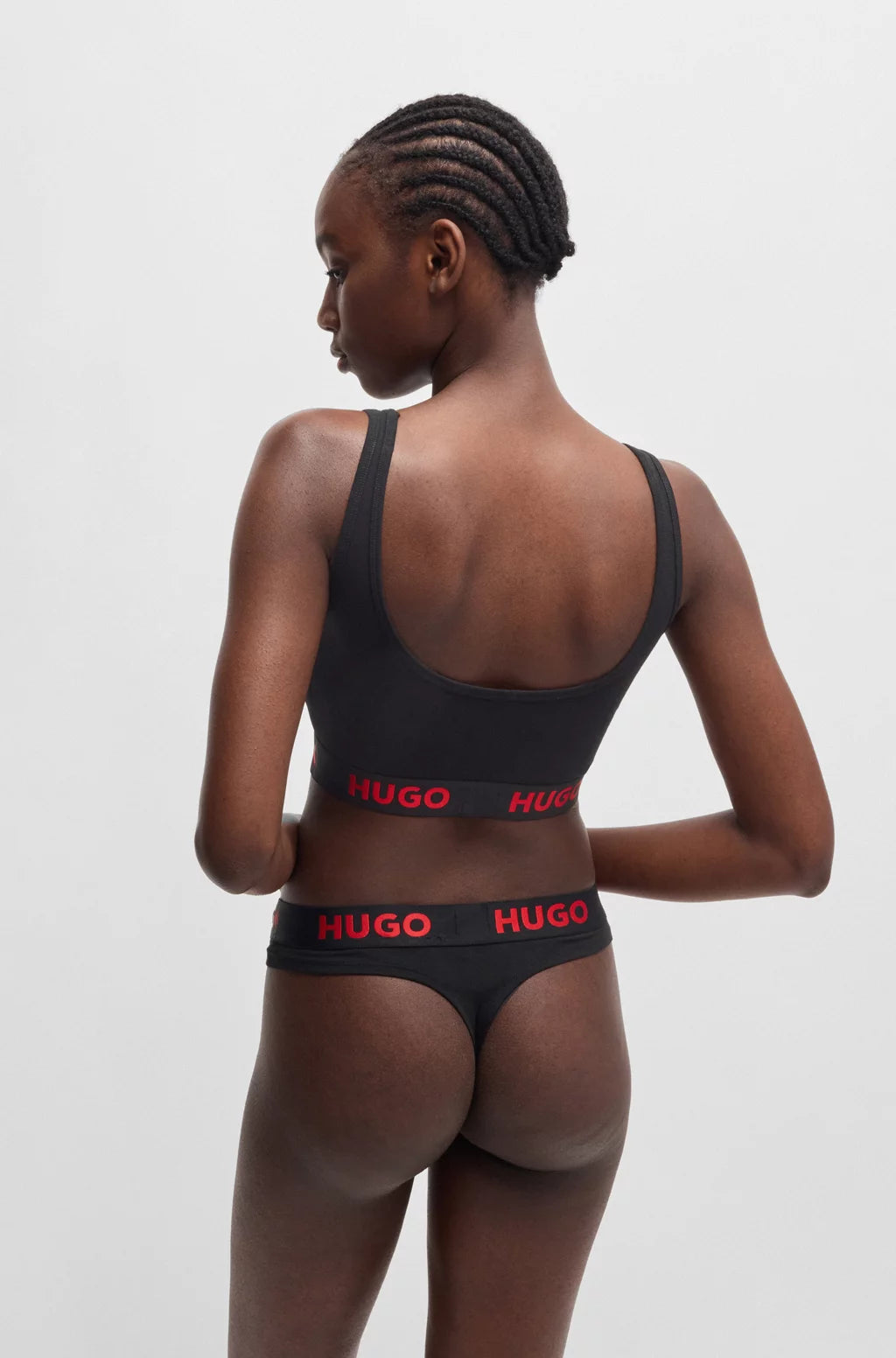 HUGO Stretch-cotton thong with logo waistband