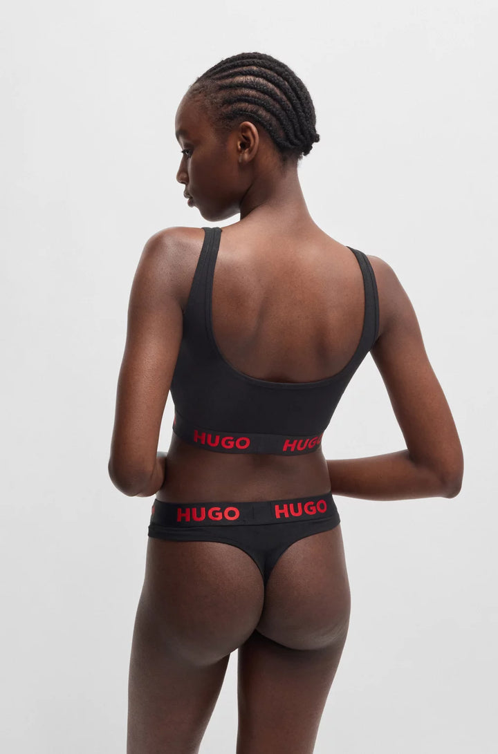 HUGO Stretch-cotton thong with logo waistband
