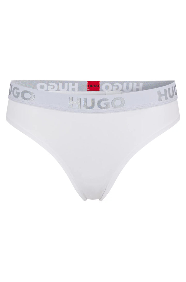 HUGO Stretch-cotton thong with logo waistband