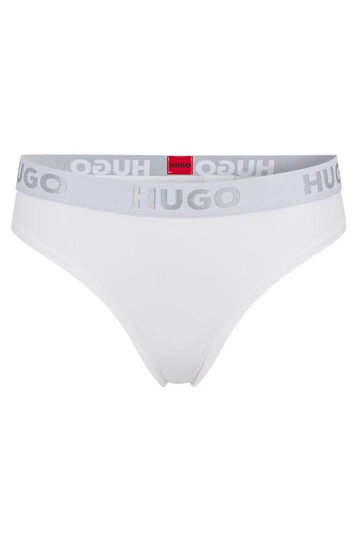 HUGO Stretch-cotton thong with logo waistband