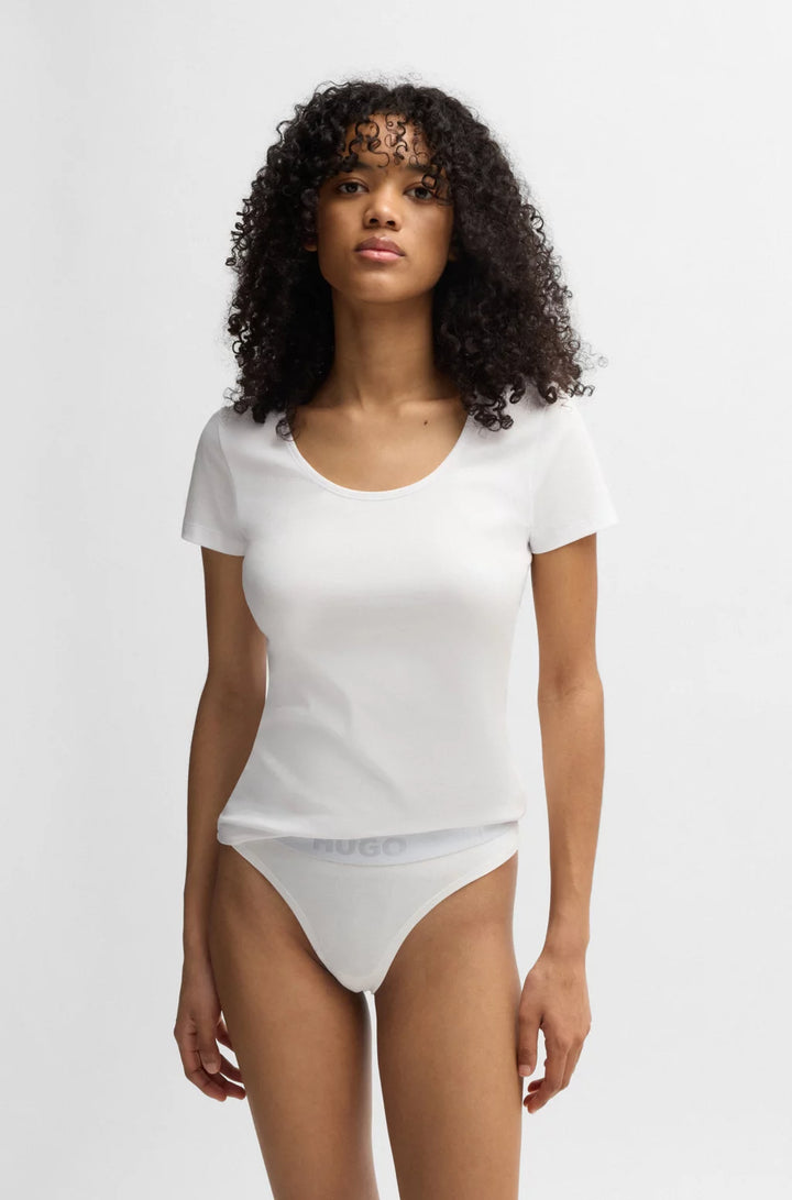 HUGO Stretch-cotton thong with logo waistband