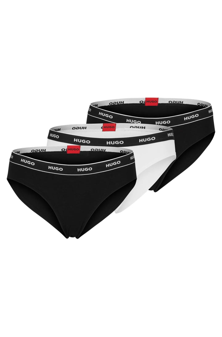 HUGO Three-pack of stretch-cotton briefs with logo waistbands