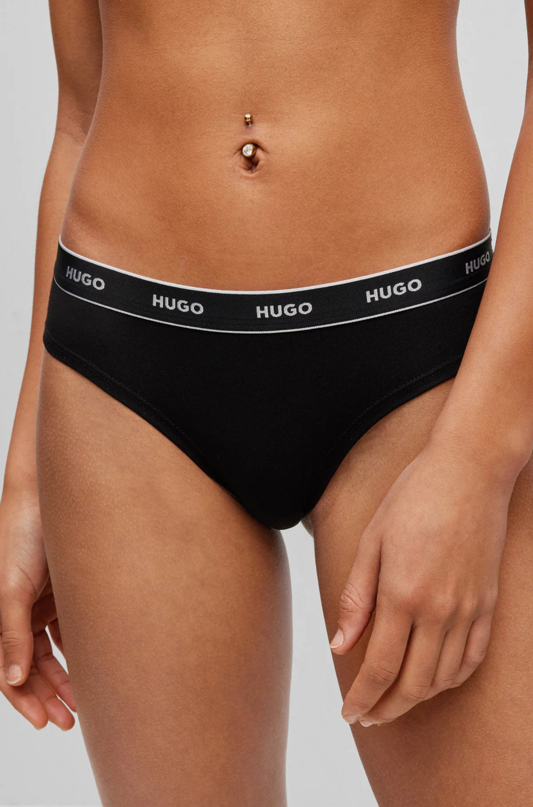 HUGO Three-pack of stretch-cotton briefs with logo waistbands